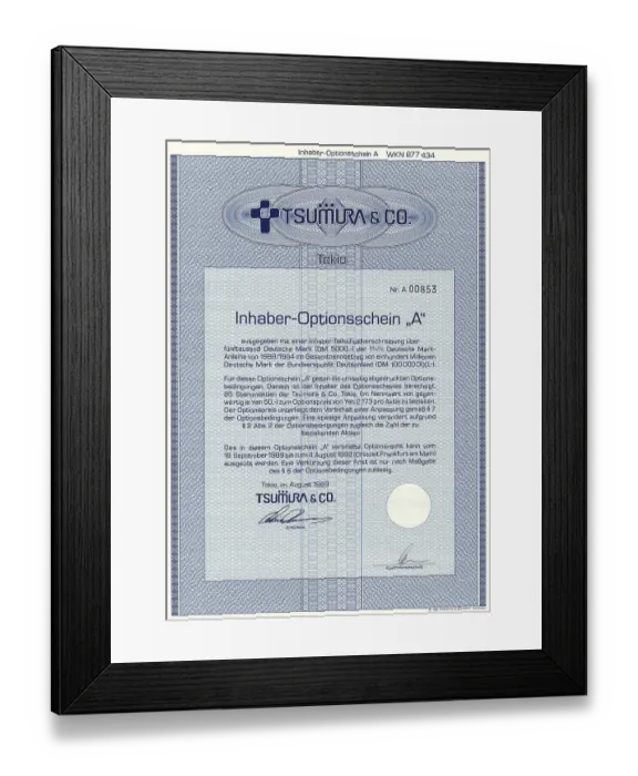 Framed Print : Securities certificate, bearer warrant