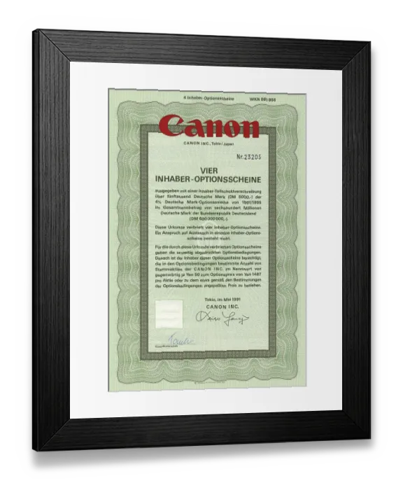 Framed Print : Securities certificate, bearer warrant Framed Print : Securities certificate, bearer warrant