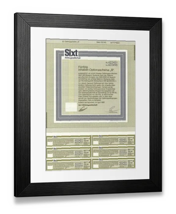 Framed Print : Securities certificate, bearer warrant