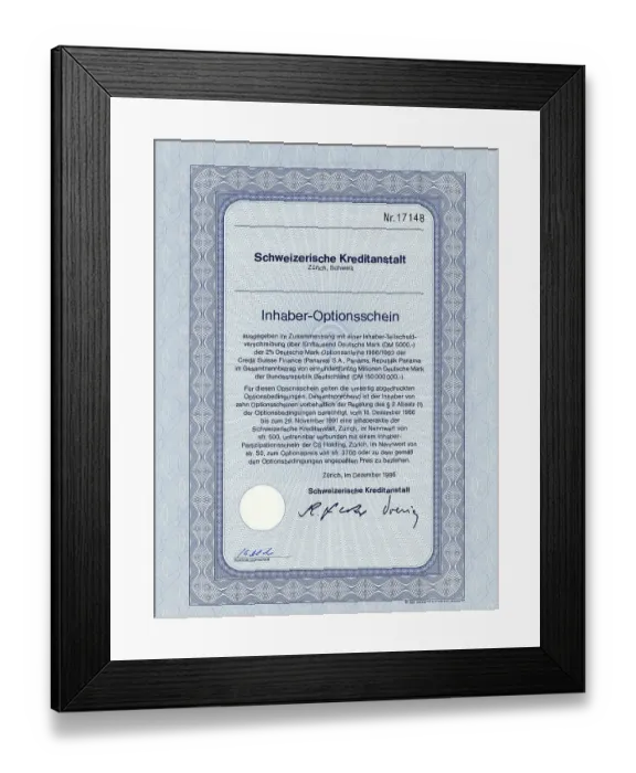 Framed Print : Securities certificate, bearer warrant