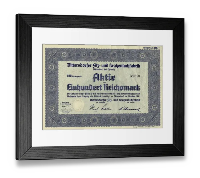 Framed Print : Historic stock certificate, 100 reichsmarks