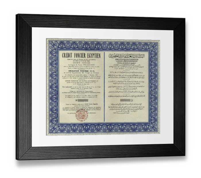 Framed Print : Historic stock certificate, share