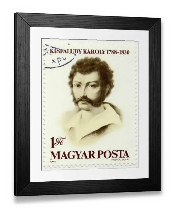 Framed Print : Historic postage stamp, Karoly Kisfaludy