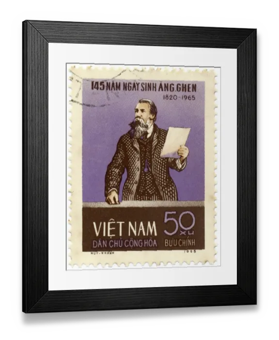 Framed Print : Historic postage stamp, Friedrich Engels