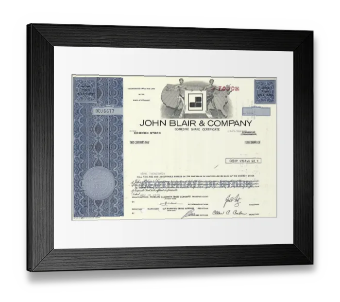 Framed Print : Historical stock certificate, television stations