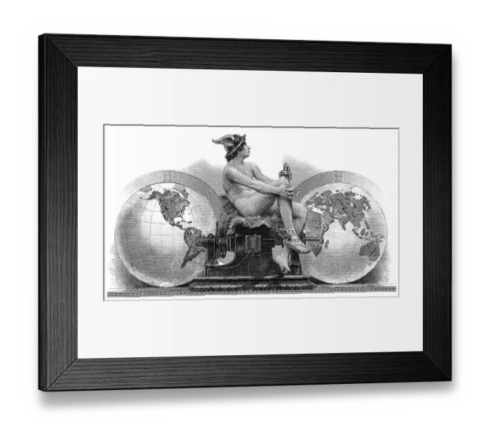 Framed Print : Historical stock certificate, detail of the vignette