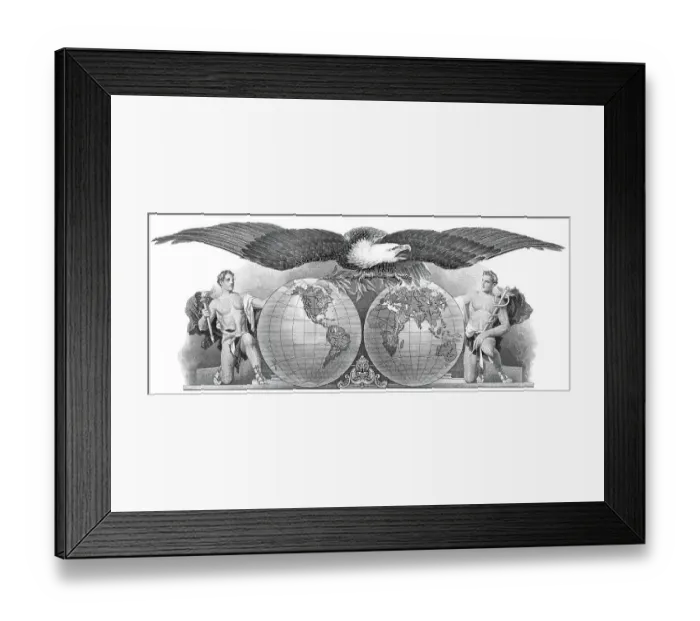 Framed Print : Historical stock certificate, detail of the vignette Framed Print : Historical stock certificate, detail of the vignette
