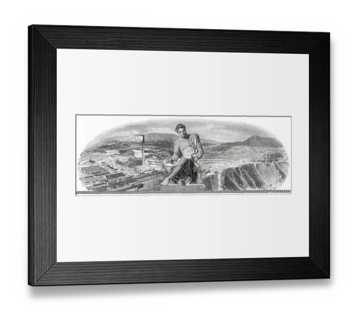 Framed Print : Historical stock certificate, detail of the vignette Framed Print : Historical stock certificate, detail of the vignette