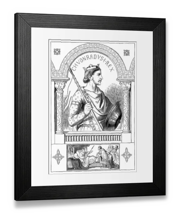 Framed Print : Conrad I, 881 - 918, historical illustration from Bildnisse der Deutschen Koenige und Kaiser