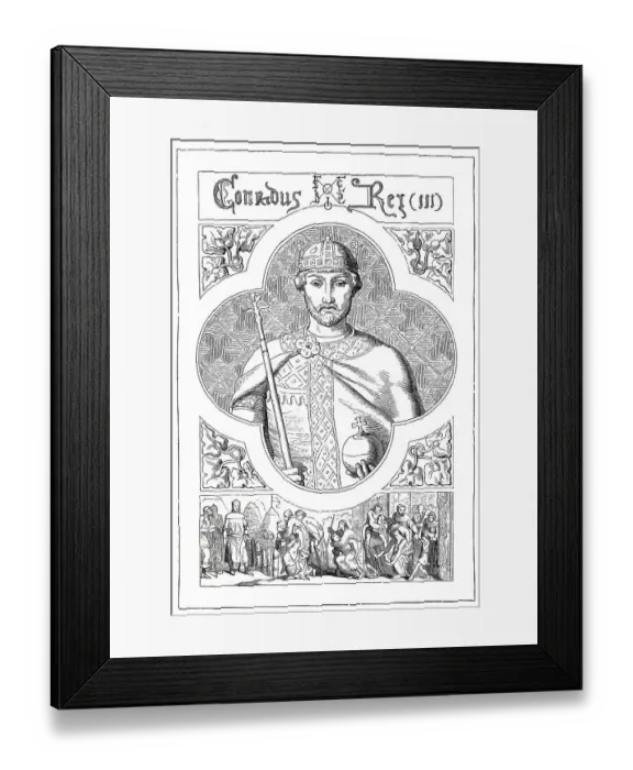 Framed Print : Conrad III, 1093 - 1152, historical illustration from Bildnisse der Deutschen Koenige und Kaiser