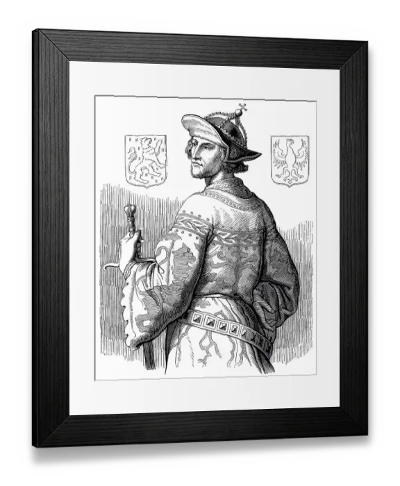 Framed Print : Adolf von Nassau 1250 - 1298, historical illustration from Bildnisse der Deutschen Koenige und Kaiser