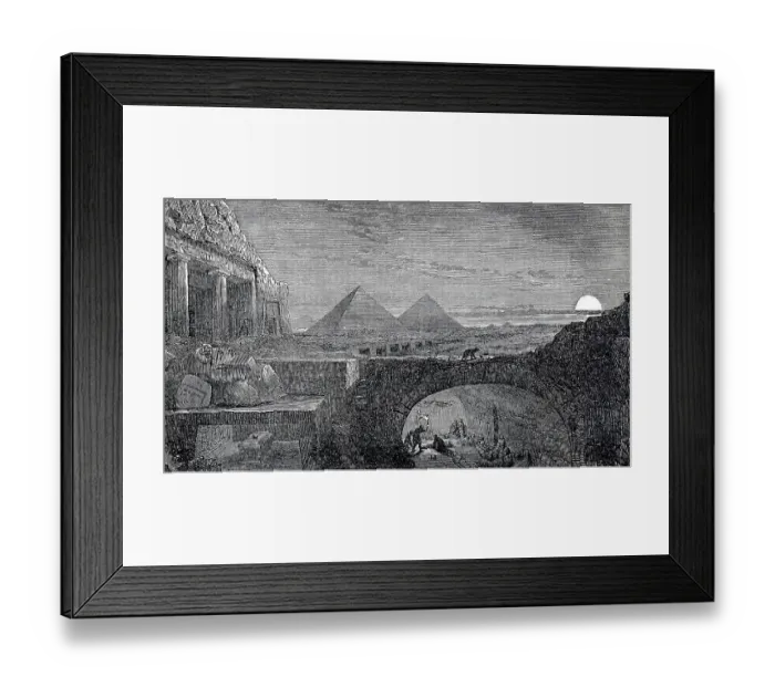 Framed Print : Pyramids and catacombs with mummies at night
