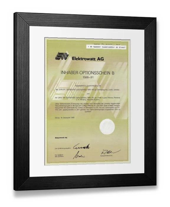 Framed Print : Share certificate, bearer warrant in German marks Framed Print : Share certificate, bearer warrant in German marks