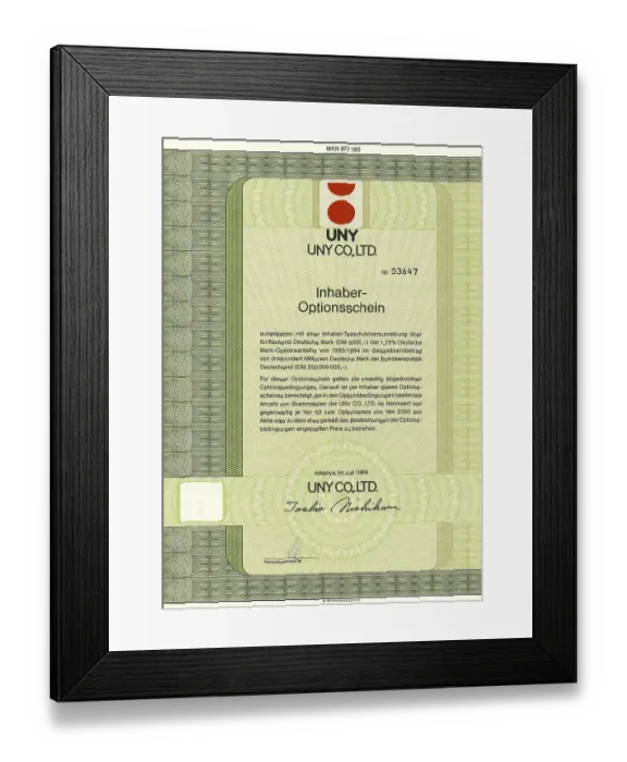 Framed Print : Historical share certificate, Japanese bearer warrant Framed Print : Historical share certificate, Japanese bearer warrant
