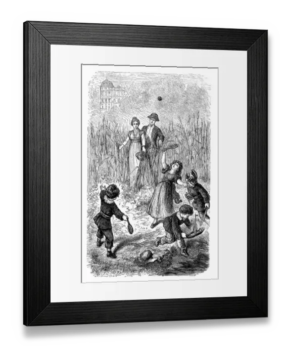 Framed Print : Louise of Mecklenburg-Strelitz and King Friedrich Wilhelm III with playing children on the Pfaueninsel in Berlin