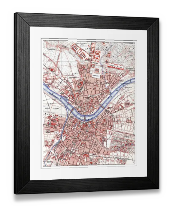 Framed Print : Map of Dresden, Germany, Europe