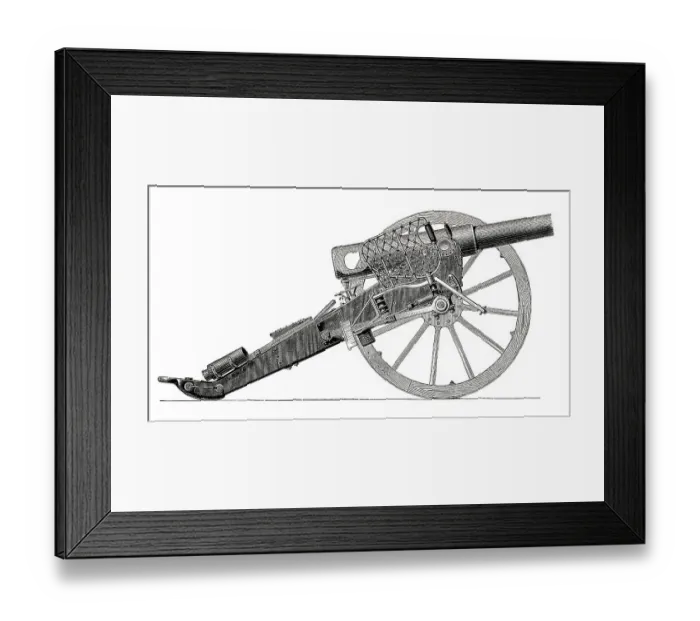 Framed Print : Illustration, German field artillery cannon Framed Print : Illustration, German field artillery cannon