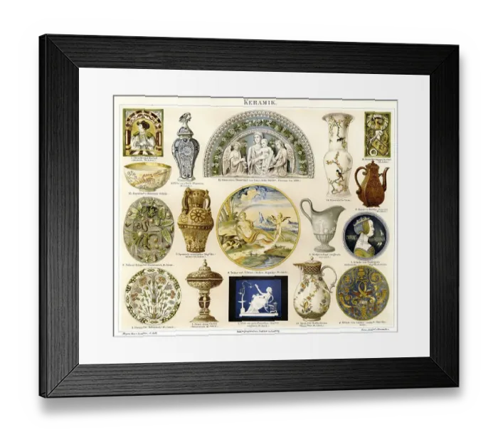 Framed Print : Historic illustration of international ceramics from the 16th Century Framed Print : Historic illustration of international ceramics from the 16th Century