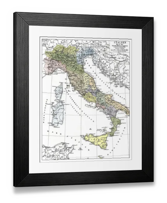 Framed Print : Historic illustration, map of Italy frome the times of Emperor Augustus