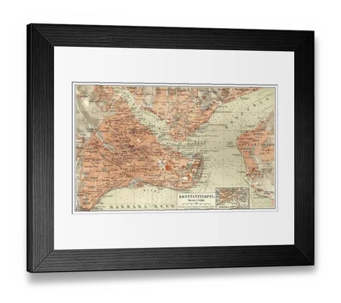 Framed Print : Historic map of Constantinople