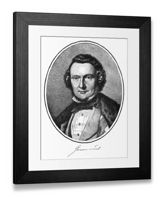 Framed Print : Historical engraving, portrait with autograph of Georg Gottfried Gervinius