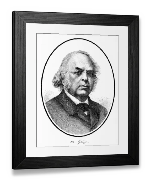 Framed Print : Historical engraving, portrait with autograph of Rudolph Friedrich Moriz Haupt