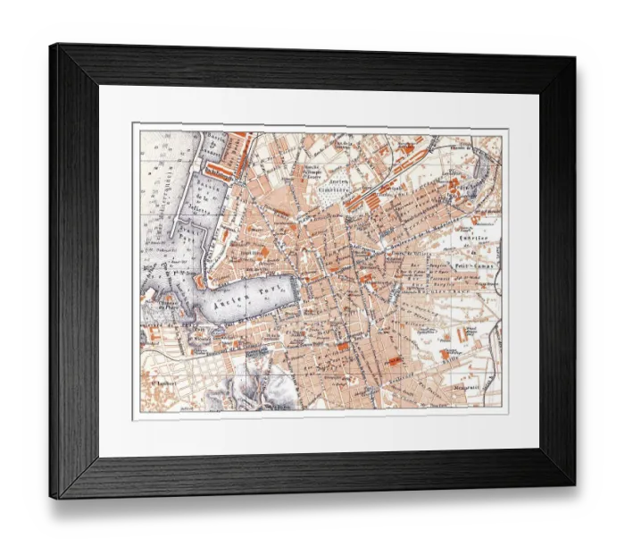 Framed Print : Historical map of Marseille, France