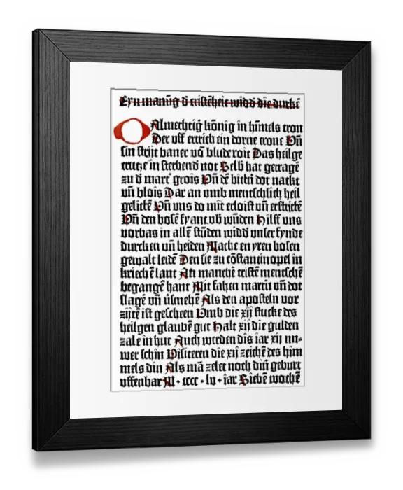 Framed Print : Historic print, first text printed with movable type