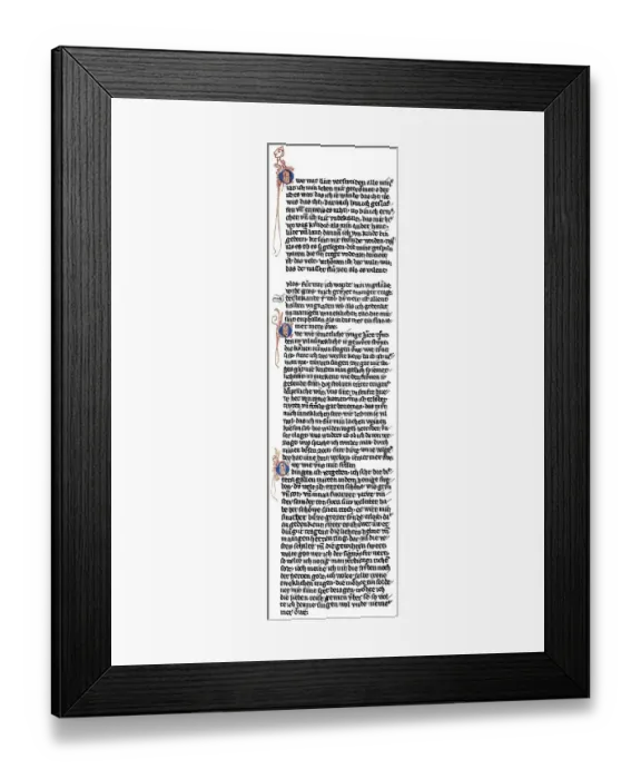 Framed Print : Historic print, manuscript, Middle High German text: Owe war sint verswunden Framed Print : Historic print, manuscript, Middle High German text: Owe war sint verswunden