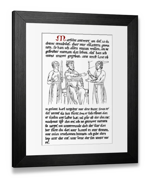 Framed Print : Historic print, manuscript by Pfaffe Konrad