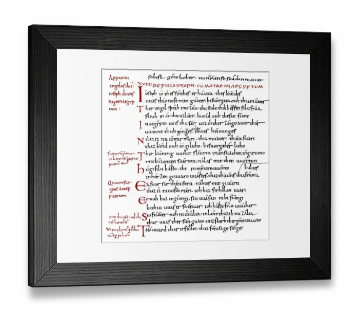 Framed Print : Historic print, manuscript, Vienna manuscript by Otfried von Weissenburg