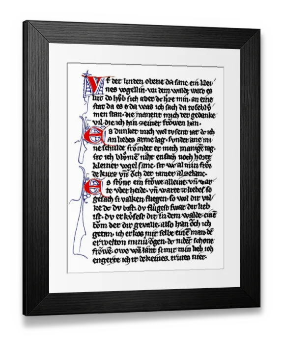 Framed Print : Historic print, manuscript by Dietmar von Aist