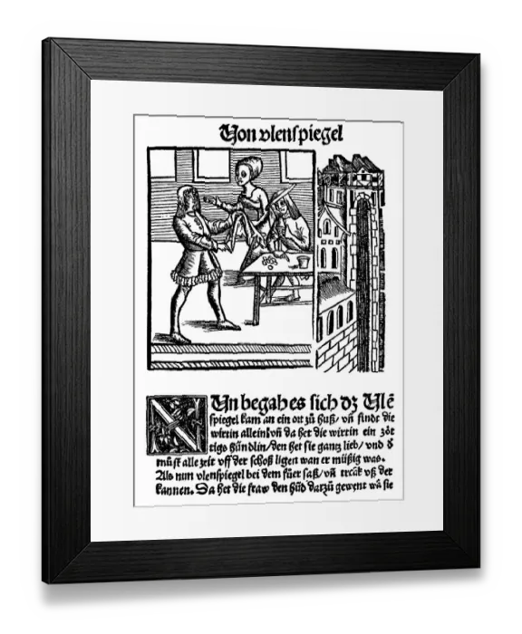 Framed Print : Historic print, Middle Low German folks book Eulenspiegel from 1511 Framed Print : Historic print, Middle Low German folks book Eulenspiegel from 1511