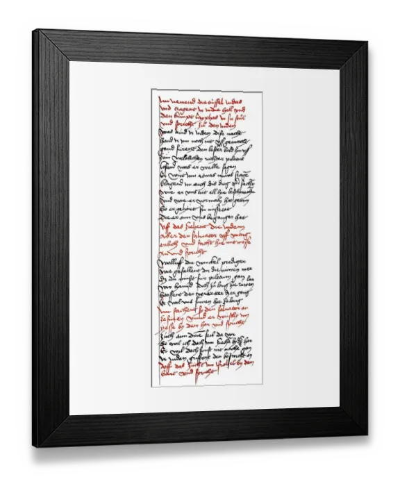 Framed Print : Historic print, manuscript, Danubian Passion Play