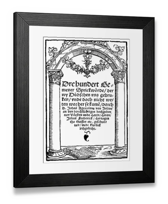 Framed Print : Historic engraving, 1528, front page of the book of proverbs by Johannes Agricola