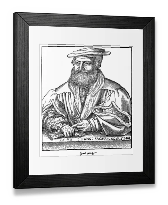 Framed Print : Historic print, woodcut with autograph by Michael Osterdorfer Framed Print : Historic print, woodcut with autograph by Michael Osterdorfer