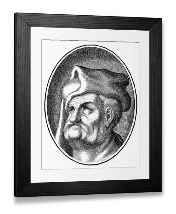 Framed Print : Historic print, 1551, portrait of Claus Narr also known as Claus Narren von Ranstedt