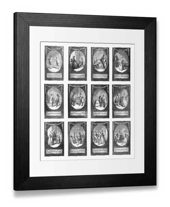 Framed Print : Historic print, copper engravings