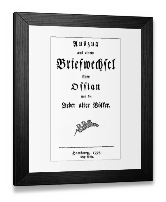 Framed Print : Historic print, 1773, title page of Lieder alter Voelker by Johann Gottfried von Herder