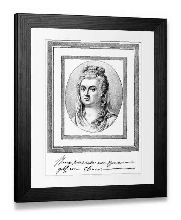 Framed Print : Historic print, drawing, portrait of Maria Antonia von Branconi Framed Print : Historic print, drawing, portrait of Maria Antonia von Branconi