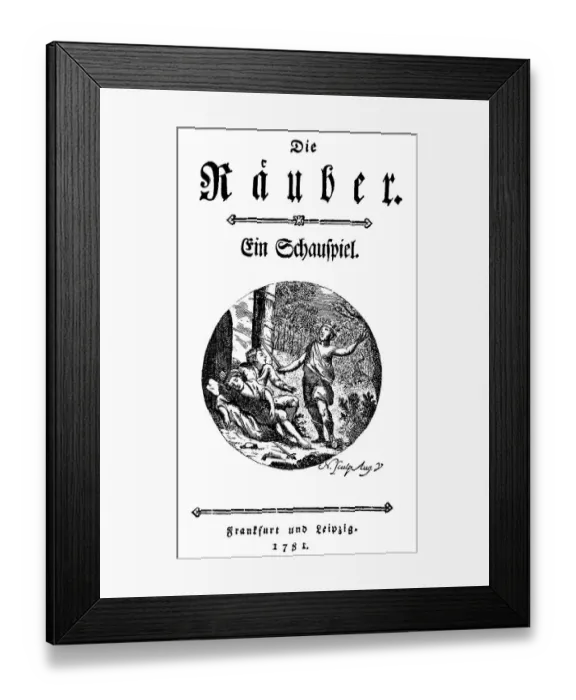 Framed Print : Historical print, 1781, title of the first edition of Die Raeuber Framed Print : Historical print, 1781, title of the first edition of Die Raeuber