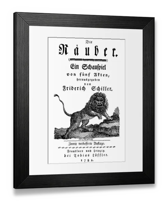 Framed Print : Historical print, 1782, title of the second edition of Die Raeuber