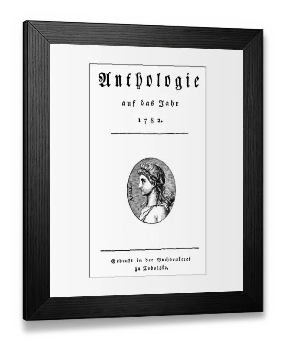 Framed Print : Historical print, 1782, title of the first edition of Anthologie by Johann Christoph Friedrich von Schiller