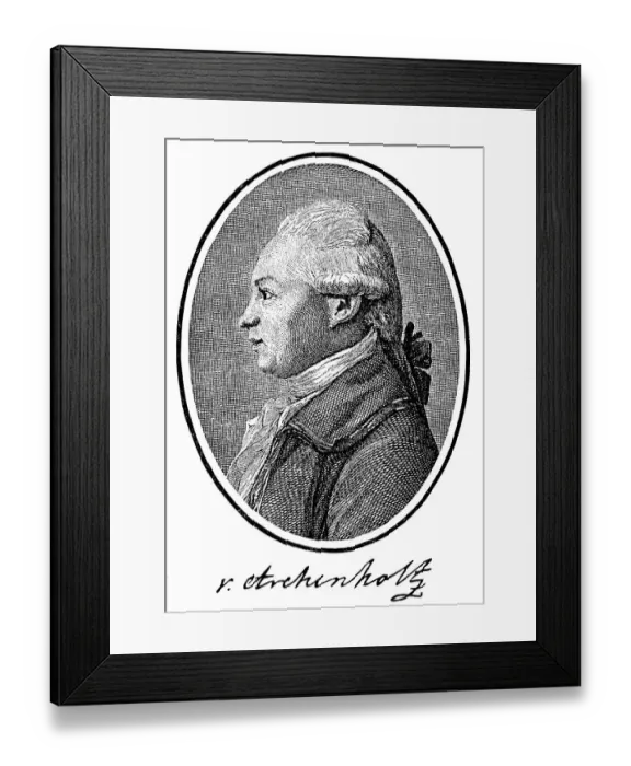 Framed Print : Historical print, portrait of Johann Wilhelm Daniel von Archenholz or Archenholtz