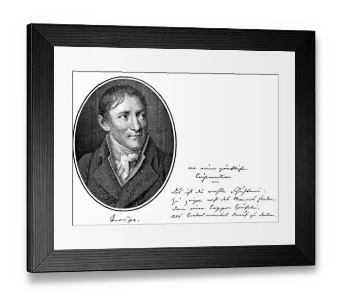 Framed Print : Historic print, engraving, portrait and historic manuscript of Christoph August Tiedge Framed Print : Historic print, engraving, portrait and historic manuscript of Christoph August Tiedge