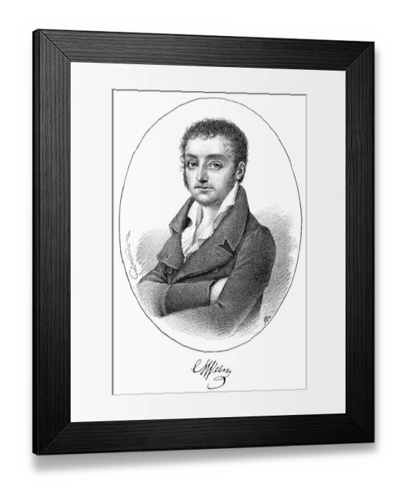 Framed Print : Historical print, engraving, portrait of Carl or Karl Julius Weber