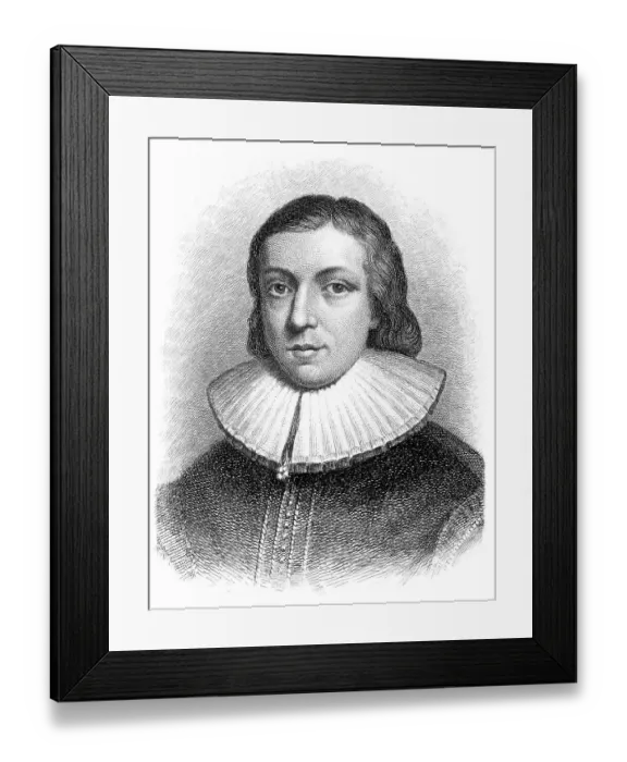 Framed Print : Historical engraving, portrait of John Milton