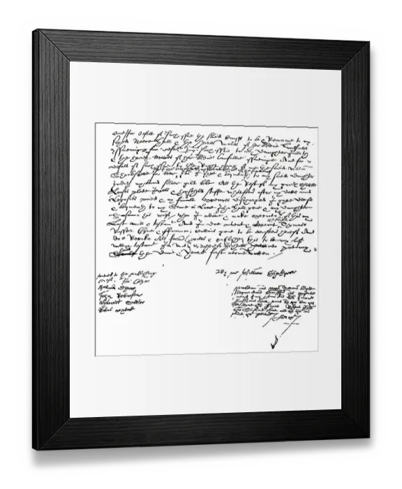 Framed Print : Historical manuscript, Testament of William Shakespeare Framed Print : Historical manuscript, Testament of William Shakespeare