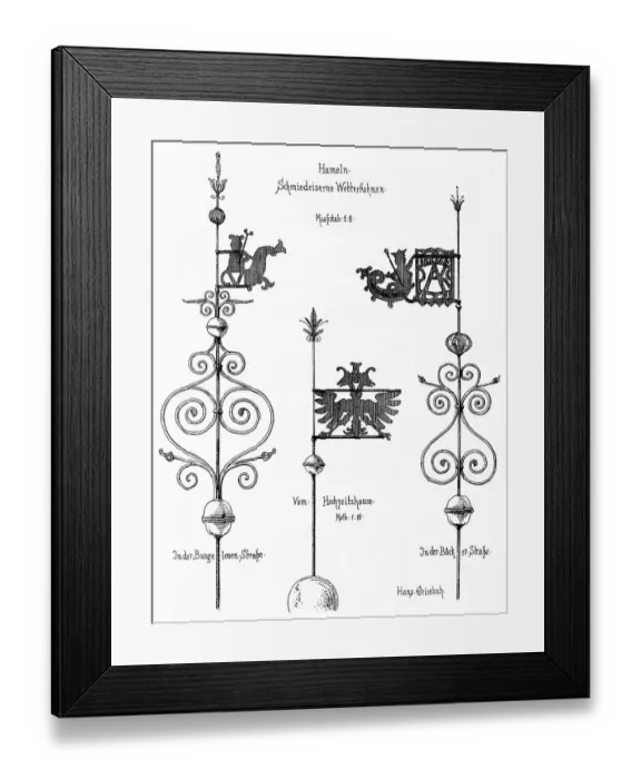 Framed Print : Historical architectural illustrations from the 19th Century