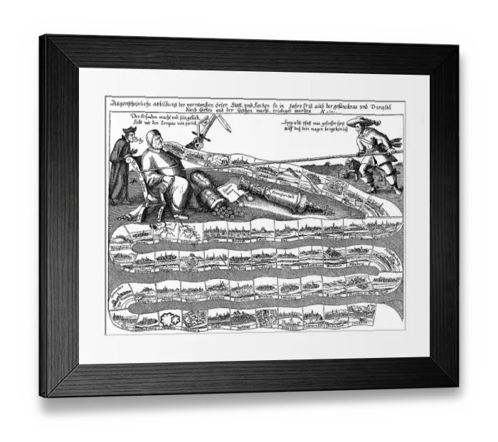Framed Print : Historical Swedish biased pamphlet about the victory of the Swedish King Gustavus Adolphus over the Catholic imperial